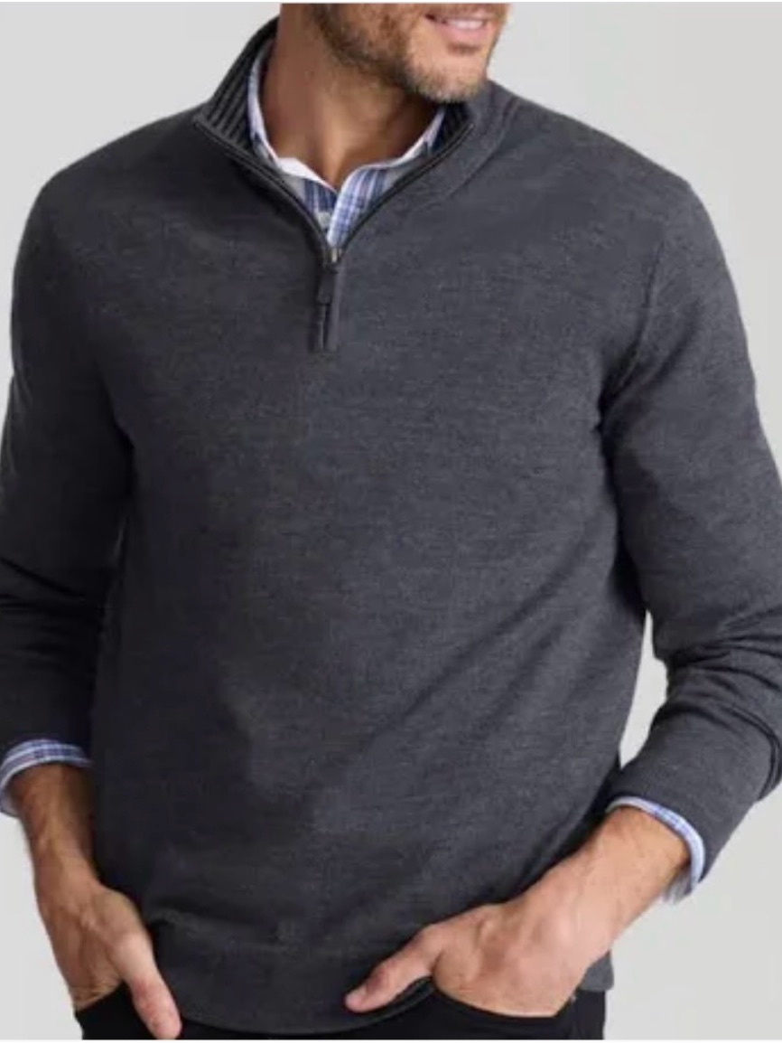 Untuckit Men's Dark Charcoal Half-Zip Sweater